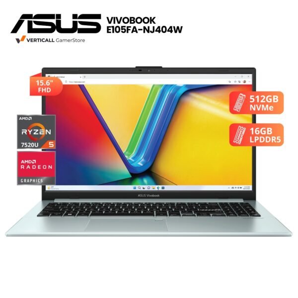 LAPTOP ASUS VIVOBOOK E15004FA-NJ404W RYZEN 5-7520U, 16GB LPDDR5, 512 SSD, 15.6" FHD