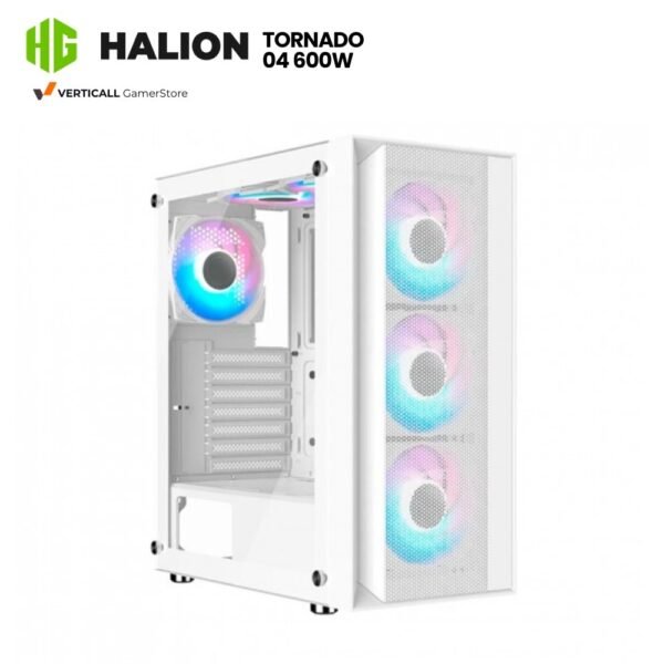 CASE HALION TORNADO 04, FUENTE 600W, VIDRIO TEMPLADO