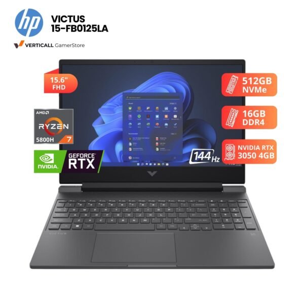 LAPTOP HP VICTUS 15-FB0125LA RYZEN 7-5800H, RTX 3050 4GB, 16GB DDR4, 512GB SSD, 15.6″ FHD 144HZ