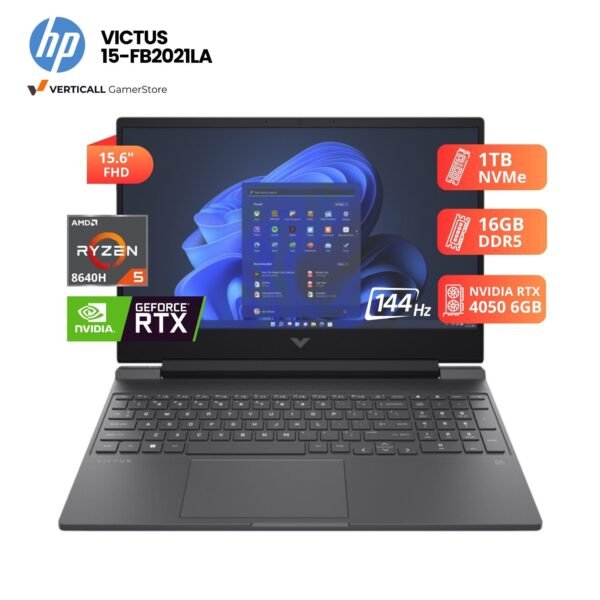 LAPTOP HP VICTUS 15-FB2021LA RYZEN 5-8640H, RTX 4050 6GB, 16GB DDR5, 1TB SSD, 15.6″ FHD 144HZ
