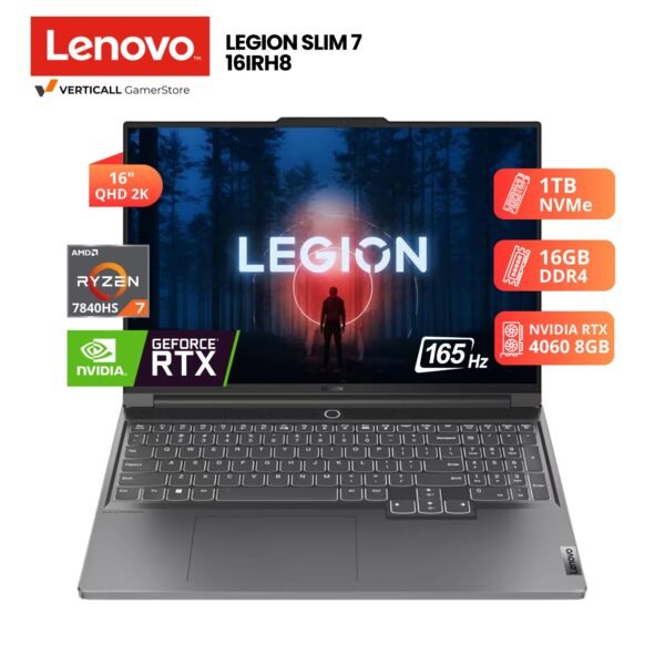 LAPTOP LENOVO LEGION SLIM 7 16IRH8 RYZEN 7-7840HS, RTX 4060 8GB, 16GB DDR5, 1TB SSD, 16″ QHD 165HZ
