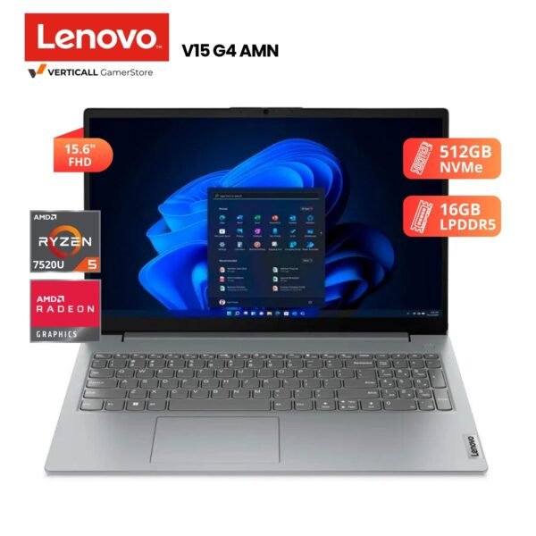 LAPTOP LENOVO V15 G4 AMN RYZEN 5-7520U,16GB LPDDR5, 512GB SSD, 15.6″ FHD