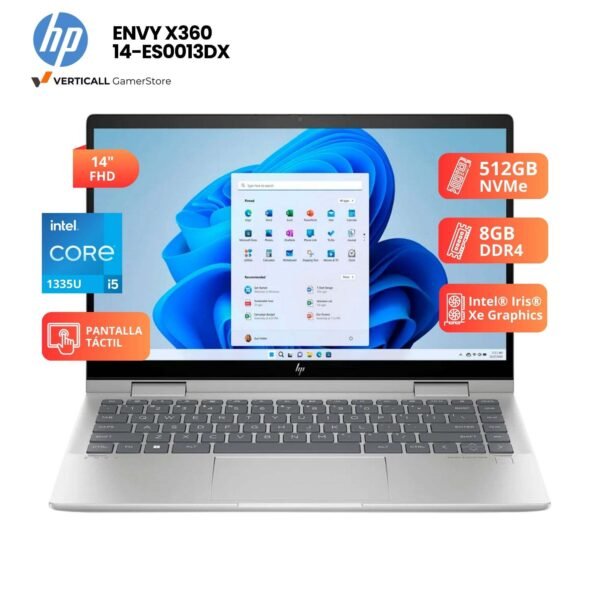 LAPTOP HP ENVY X360 14-ES0013DX CORE I5-1335U, 8GB DDR4, 512GB SSD, 14" FHD TACTIL