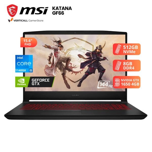 LAPTOP MSI KATANA GF66 CORE I5-11400H, GTX 1650 4GB, 8GB DDR4, 512GB SSD, 15.6″ FHD 144HZ