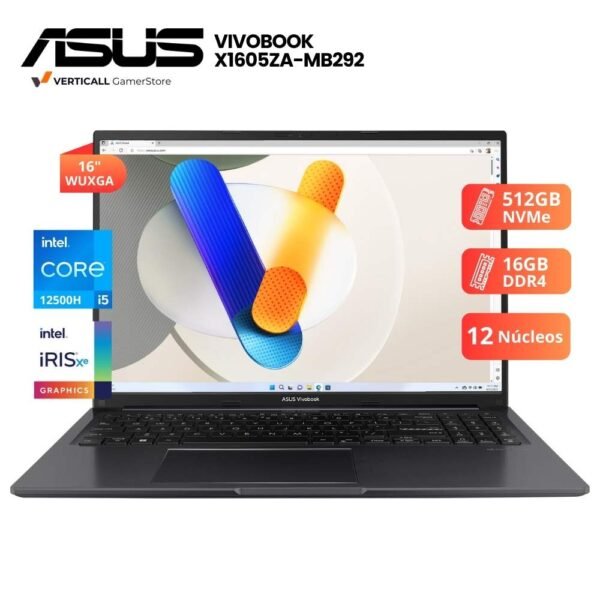 LAPTOP ASUS VIVOBOOK X1605ZA-MB292 CORE I5-12500H, 16GB DDR4, 512GB SSD, 16″ WUXGA LED IPS
