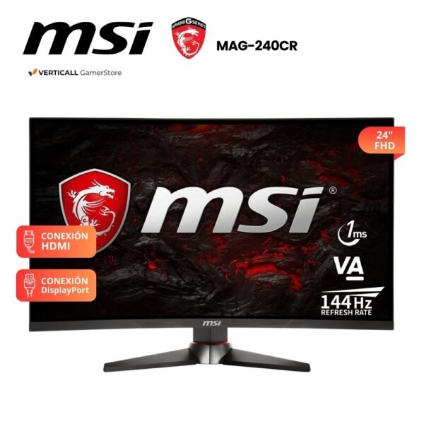 MONITOR 24" CURVO MSI MAG240CR, 144HZ, FHD, PANEL IPS