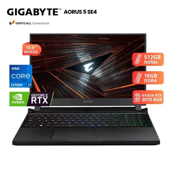 LAPTOP GIGABYTE AORUS 5 SE4-73US213SH CORE I7-12700H, RTX 3070 8GB, 16GB DDR4, 512GB SSD, 15.6″ FHD 144HZ