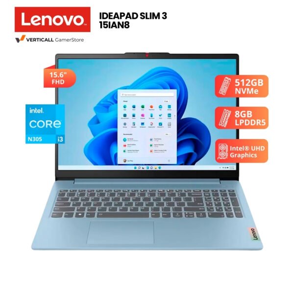 LAPTOP LENOVO IDEAPAD SLIM 3 15IAN8 CORE I3-N305, 8GB DDR5, 512GB SSD, 15.6″ FHD