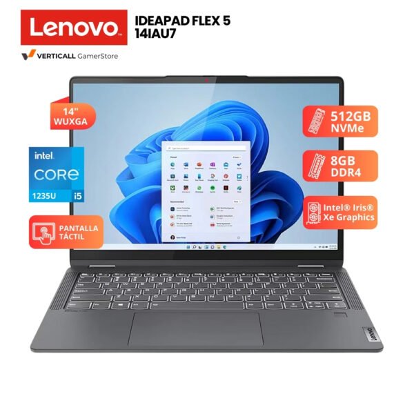 LAPTOP LENOVO IDEAPAD FLEX 5 14IAU7 CORE I5-1235U, 8GB DDR4, 512GB SSD, 14" WUXGA TACTIL