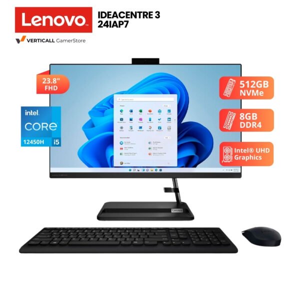 ALL IN ONE LENOVO IDEACENTRE 3 24IAP7 CORE I5-12450H, 8GB DDR4, 512GB SSD, 23.8" FHD
