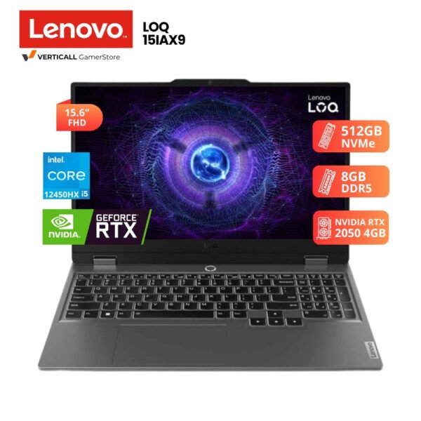 LAPTOP LENOVO LOQ 15IAX9 CORE I5-12450HX, RTX 2050 4GB, 8GB DDR5, 512GB SSD, 15.6″ FHD