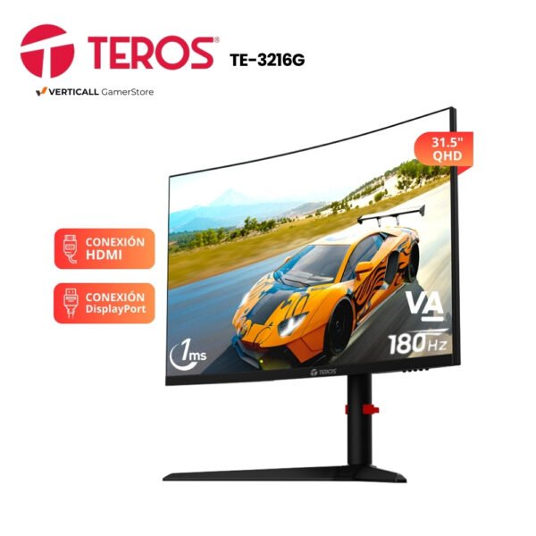 MONITOR 31.5" CURVO TEROS TE-3216G, 180HZ, 2K QHD, PANEL VA