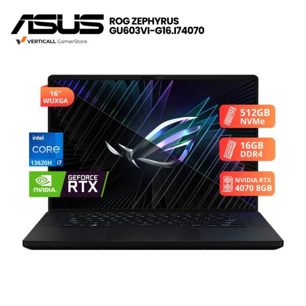 LAPTOP ASUS ROG ZEPHYRUS GU603VI-G16.I74070 CORE I7-13620H, RTX 4070 8GB, 16GB DDR4, 512GB SSD, 16" WUXGA 165HZ