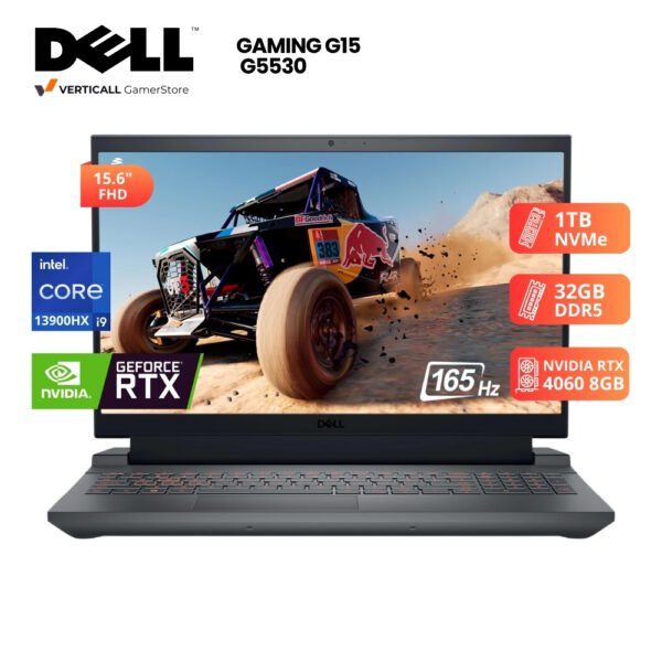 LAPTOP DELL GAMING G15 5530 CORE I9-13900HX, RTX 4060 8GB, 32GB DDR5, 1TB SSD, 15.6" FHD 165HZ