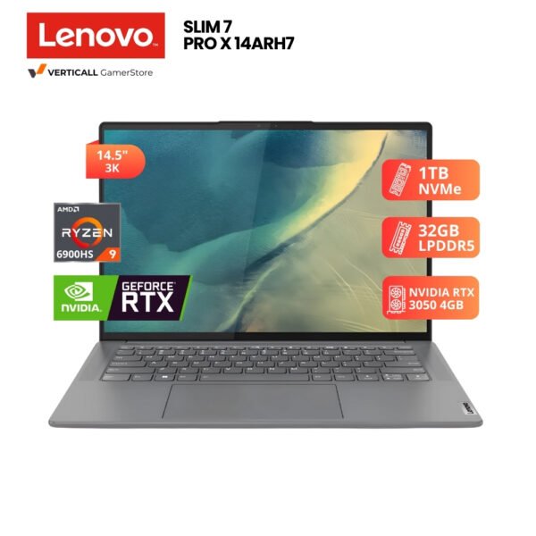 LAPTOP LENOVO SLIM 7 PRO X 14ARH7 RYZEN 9-6900HS, RTX 3050 4GB, 32GB LPDDR5, 1TB SSD, 14.5″ 3K 120HZ