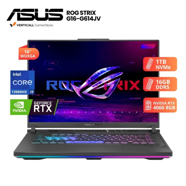LAPTOP ASUS ROG STRIX G16-G614JV CORE I9-13980HX, RTX 4060 8GB, 16GB DDR5, 1TB SSD, 16" WUXGA 165HZ
