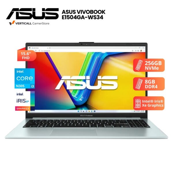 LAPTOP ASUS VIVOBOOK E1504GA-WS34 CORE I3-N305, 8GB DDR4, 256 SSD, 15.6" FHD