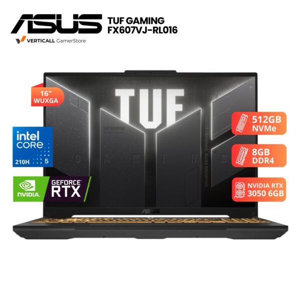 LAPTOP ASUS TUF GAMING FX607VJ-RL016 CORE 5-210H, 8GB DDR4, 512GB SSD, RTX 3050 6GB, 16″ WUXGA