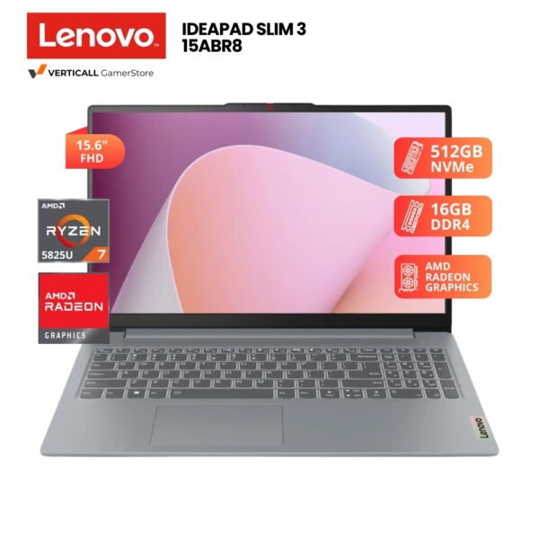LAPTOP LENOVO IDEAPAD SLIM 3 15ABR8 RYZEN 7-5825U, 16GB DDR4, 512GB SSD, 15.6″ FHD, AMD RADEON GRAPHICS, FREEDOS