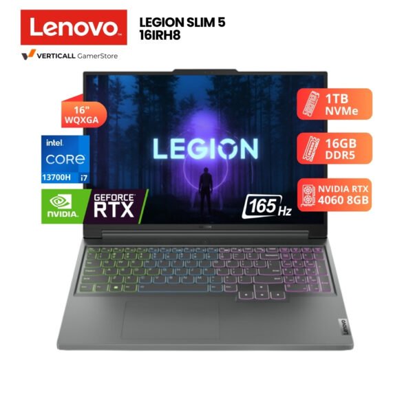 LAPTOP LENOVO LEGION SLIM 5I 16IRH8 GAMING CORE I7-13700H, RTX 4060 8GB, 16GB DDR5, 1TB SSD, 16″ 2K WQXGA 165HZ, WIN 11
