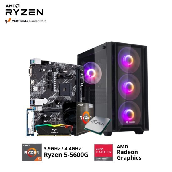 PC RYZEN 5-5600G, ASUS PRIME A520M-A, 16GB DDR4 T-FORCE, 1TB SSD NVME