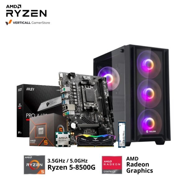 PC RYZEN 5-8500G, MSI PRO A620M-E, 32GB DDR5 T-FORCE RGB, 512GB SSD NVME