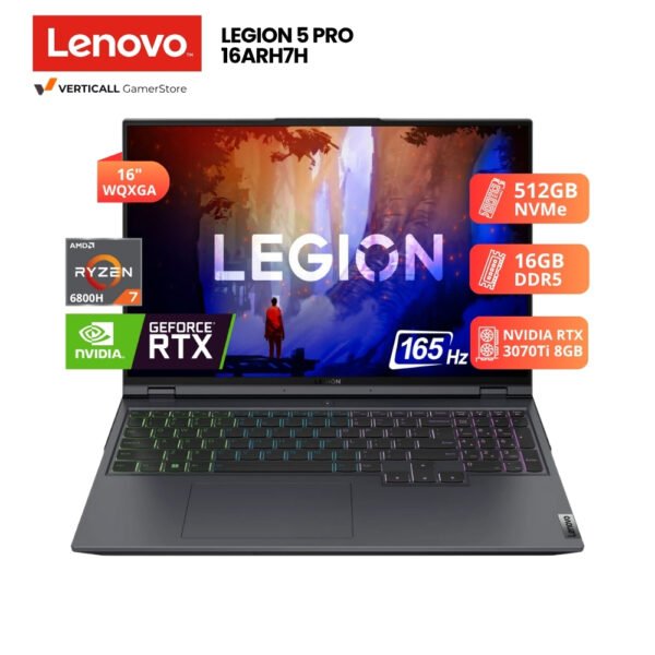 LAPTOP LENOVO LEGION 5 PRO 16ARH7H RYZEN 7-6800H, RTX 3070TI 8GB, 16GB DDR5, 512GB SSD, 16″ WQXGA 165HZ