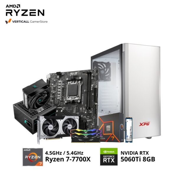 PC RYZEN7-7700X, MSI PRO B650M-B, MSI VENTUS X2 RTX 5060Ti 8GB, 2*16GB DDR5 T-FORCE, 1TB SSD NVME