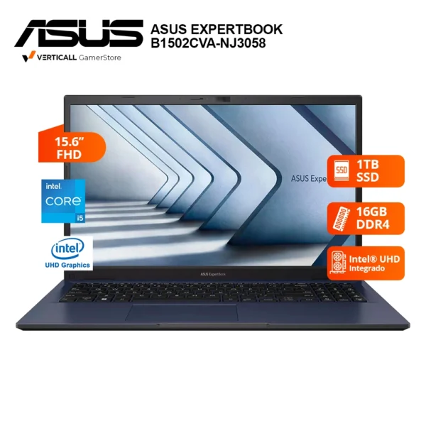 LAPTOP ASUS EXPERTBOOK B1502CVA-NJ3058 INTEL CORE I5-1335U, 16GB DDR4, 1TB SSD, 15.6" FHD, FREEDOS