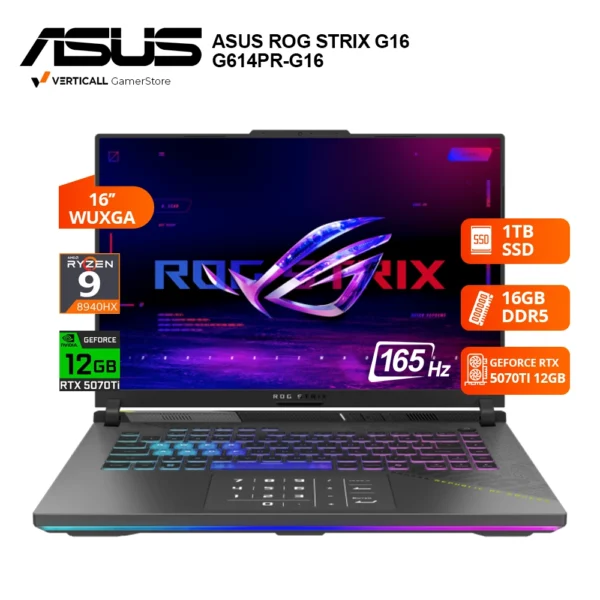 LAPTOP ASUS ROG STRIX G16 G614PR-G16 RYZEN 9-8940HX, RTX 5070TI 12GB, 16GB DDR5, 1TB SSD, 16" WUXGA 165Hz, WIN 11