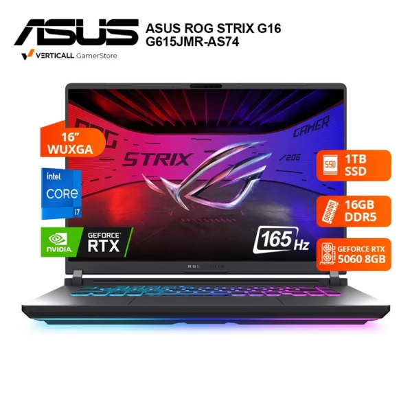 LAPTOP ASUS ROG STRIX G16 G615JMR-AS74 CORE I7-14650HX, RTX 5060 8GB, 16GB DDR5, 1TB SSD, 16" WUXGA 165Hz, WIN 11