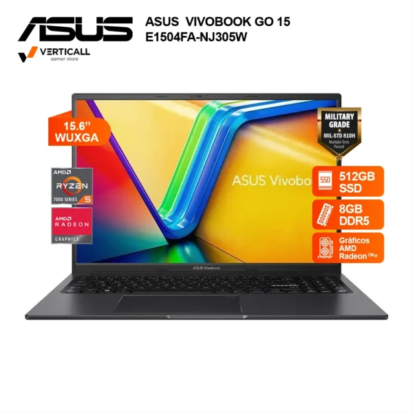 LAPTOP ASUS  VIVOBOOK GO 15 E1504FA-NJ305W AMD RYZEN 5-7520U, 8GB RAM, 512GB SSD, 15.6 FHD, WIN 11, ESPAÑOL