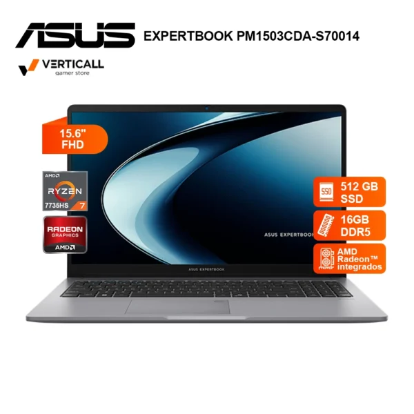 LAPTOP ASUS EXPERTBOOK P1 – P1503/PM1503CDA-S70014, Ryzen 7-7735HS, 16 GB DDR5, 512GB SSD, 15.6" FHD IPS, Win 11 Pro