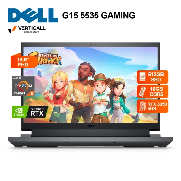 LAPTOP DELL GAMING G15 5535 RYZEN 5-7640HS, RTX 3050 6GB, 16GB DDR5, 512GB SSD, 15.6" FHD 120Hz