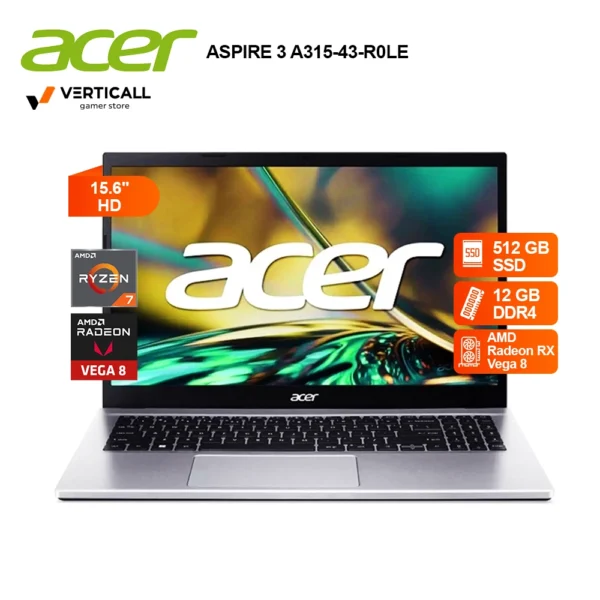 LAPTOP ACER ASPIRE 3 A315-43-R0LE AMD RYZEN 7-5700U, 12GB DDR4, 512GB SSD, AMD RADEON RX VEGA 8, Endless OS