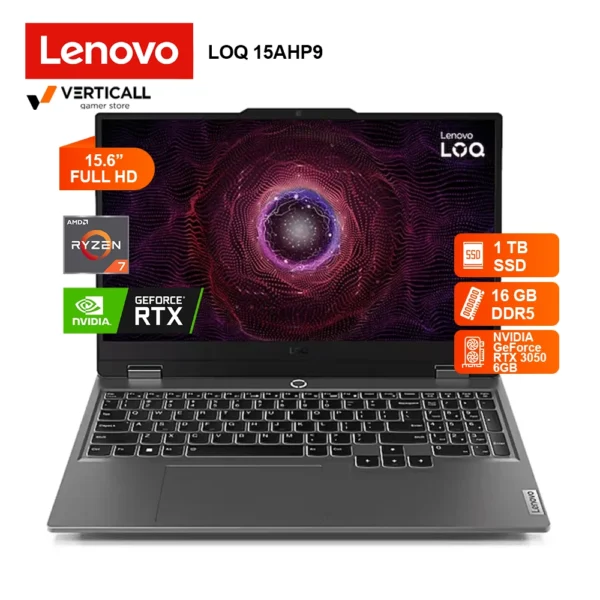 LAPTOP LENOVO LOQ 15AHP9 GAMING AMD RYZEN 7-8845HS, RTX 4060 8GB, 16GB DDR5, 1TB SSD, 15.6 FHD IPS, WIN 11