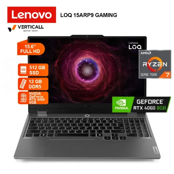 LAPTOP LENOVO LOQ 15ARP9 RYZEN 7-7435HS, RTX 4060 8GB, 12GB DDR5, 512GB SSD, 15.6″ FHD 144HZ IPS, WIN 11