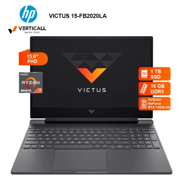LAPTOP HP VICTUS 15-FB2020LA AMD RYZEN 7-8845HS, RTX 4050 6GB, 16GB DDR5, 1TB SSD, 15.6" FHD IPS, WIN 11