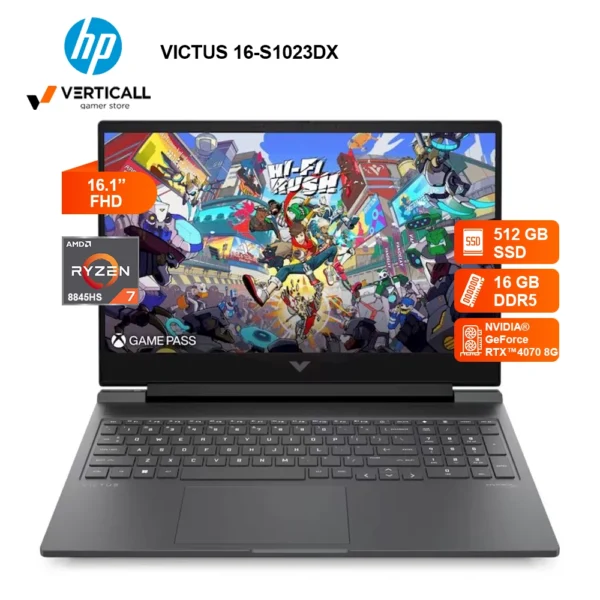 LAPTOP HP VICTUS 16-S1023DX AMD RYZEN 7-8845HS, RTX 4070 8GB, 16GB DDR5, 512GB SSD M.2, 16.1" FHD 144HZ, WIN 11