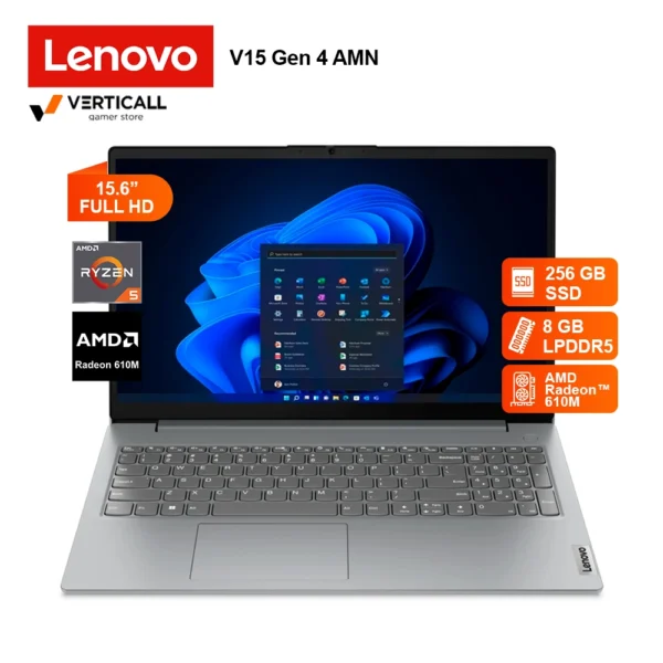 LAPTOP LENOVO V15 G4 AMN AMD RYZEN 5-7520U, RADEON 610M, 8GB LPDDR5, 256GB SSD, 15.6″ FHD
