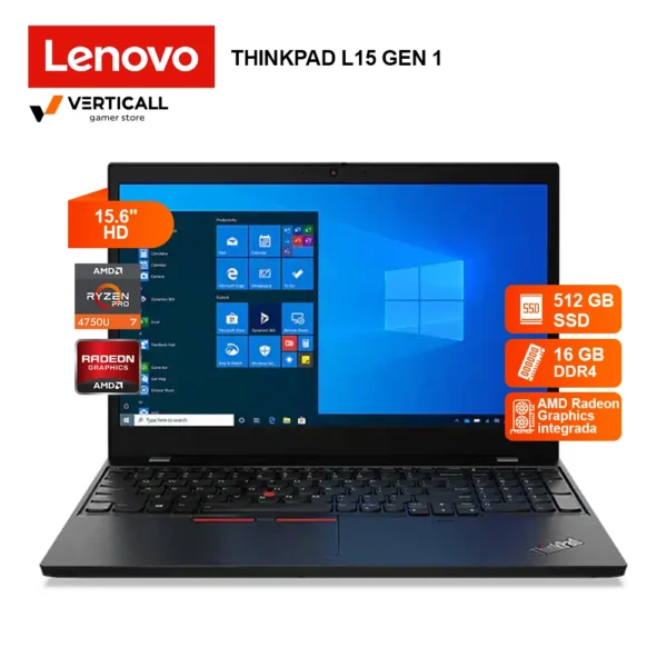 LAPTOP LENOVO THINKPAD L15 GEN 1 AMD RYZEN 7-4750U PRO, 16GB DDR4, 512GB SSD, 15.6″ FHD, Windows 10 Pro