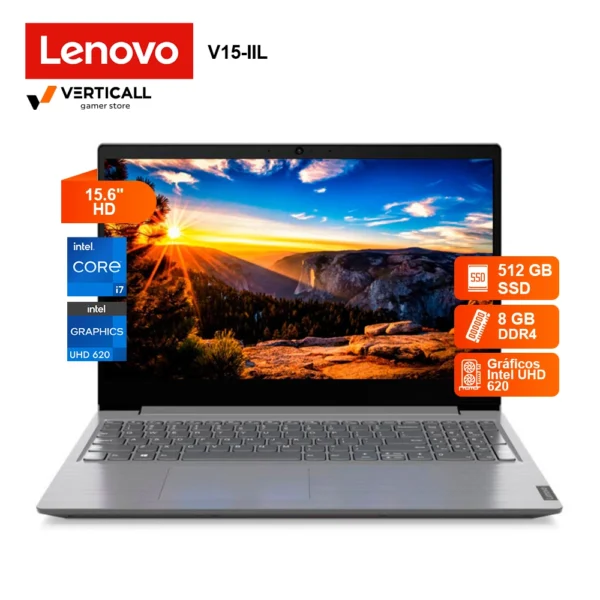 LAPTOP LENOVO V15-IIL CORE I7-1065G7, 8GB DDR4, 512GB SSD, GRÁFICOS INTEL UHD 620, 15.6" HD, FreeDOS