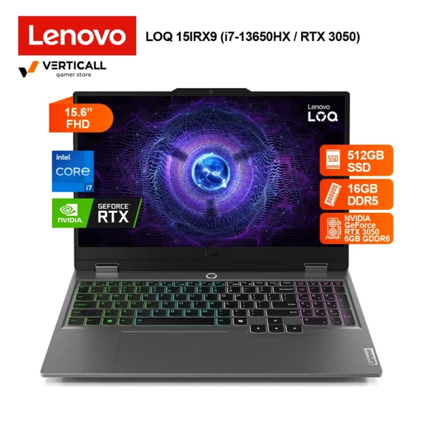 LAPTOP LENOVO LOQ 15IRX9 Core i7-13650HX, RTX 3050 6GB, 16GB DDR5, 512GB SSD, 15.6″ FHD 144Hz