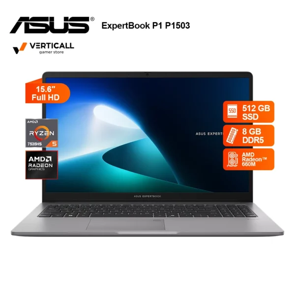 LAPTOP ASUS EXPERTBOOK P1 – P1503/PM1503CDA-S70013, Ryzen™ 5 7535HS, 8 GB DDR5, 512 GB SSD, 15.6″ FHD, Wi-Fi 6