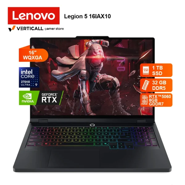 LAPTOP LENOVO Core Ultra 9 275HX Legion 5 16IAX10 Gaming, RTX 5060 8GB, 32GB DDR5, 1TB SSD, 16" WQXGA 240HZ, WIN 11 HOME