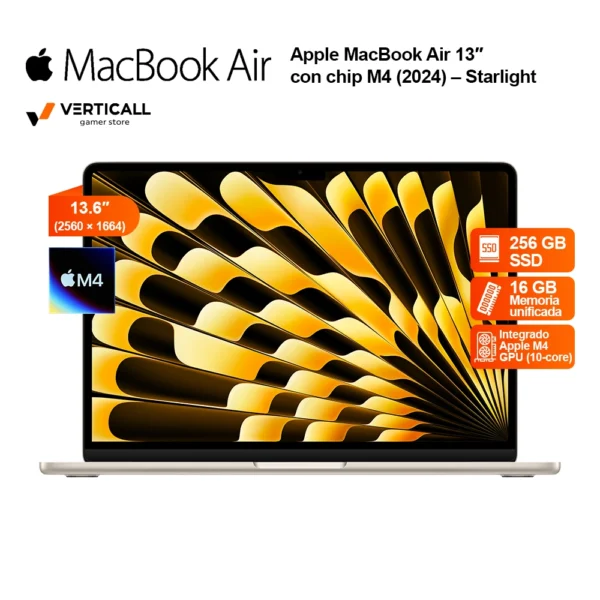 Laptop Apple MacBook Air 13″ M4 | 10-Core CPU/GPU | 16GB RAM | 512GB SSD | Liquid Retina