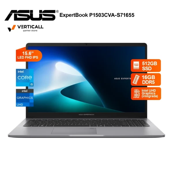 LAPTOP ASUS EXPERTBOOK P1503CVA-S71655 INTEL CORE I5-13420H, 16GB DDR5, 512GB SSD, 15.6" FHD, Windows 11 Home