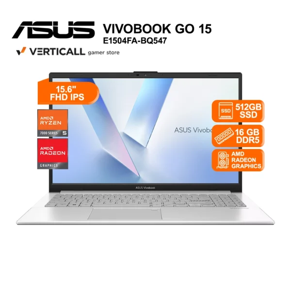 LAPTOP ASUS VIVOBOOK GO 15 E1504FA-BQ547 AMD RYZEN 5 7520U 16GB DDR5 512GB SSD AMD RADEON GRAPHICS 15.6" FHD IPS FREEDOS GRIS (E1504FA-BQ547)