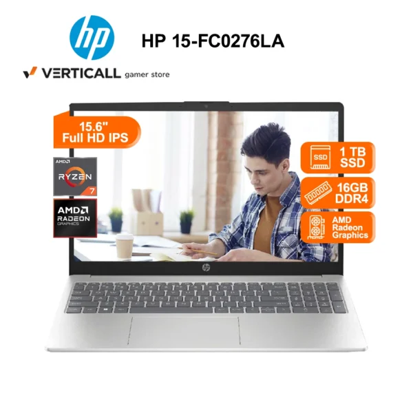 LAPTOP HP 15-FC0276LA AMD RYZEN 7 7730U 16GB RAM 1TB SSD 15.6" FHD WIN 11 (15-FC0276LA)
