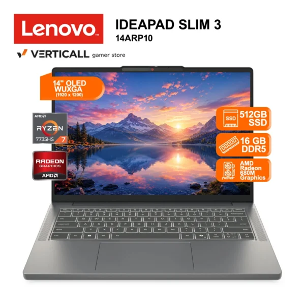 LAPTOP LENOVO IDEAPAD SLIM 3 14ARP10 AMD RYZEN 7 7735HS 16GB RAM 512GB SSD RADEON 680M 14" WUXGA OLED FREEDOS (14ARP10)